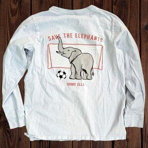 IVORY ELLA Gray Elephant Soccer Ball Graphic Long Sleeve T-Shirt Top Tee S